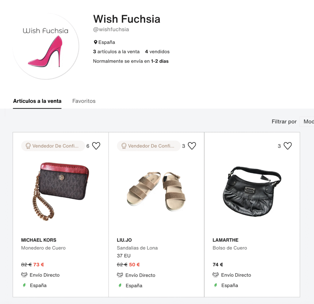 Perfil en Vestiare Collective de Wish Fuchsia